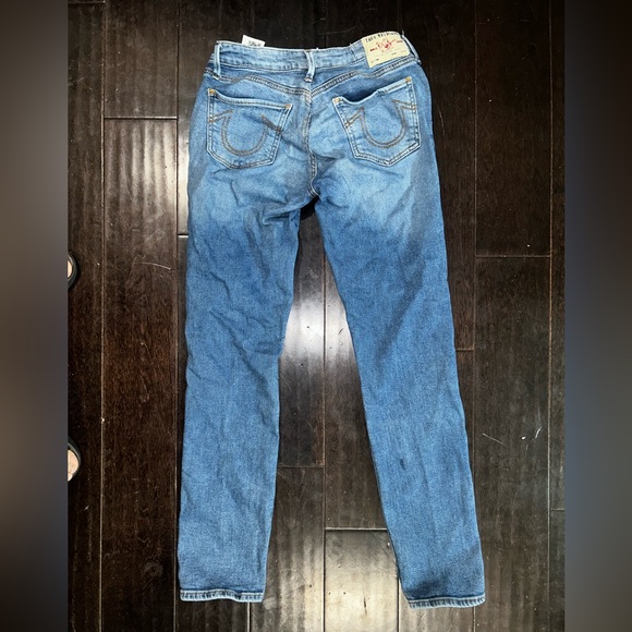 True Religion Stella low rise 27 28 Light Blue Skinny Jeans 30 inseam flattering - Picture 5 of 9
